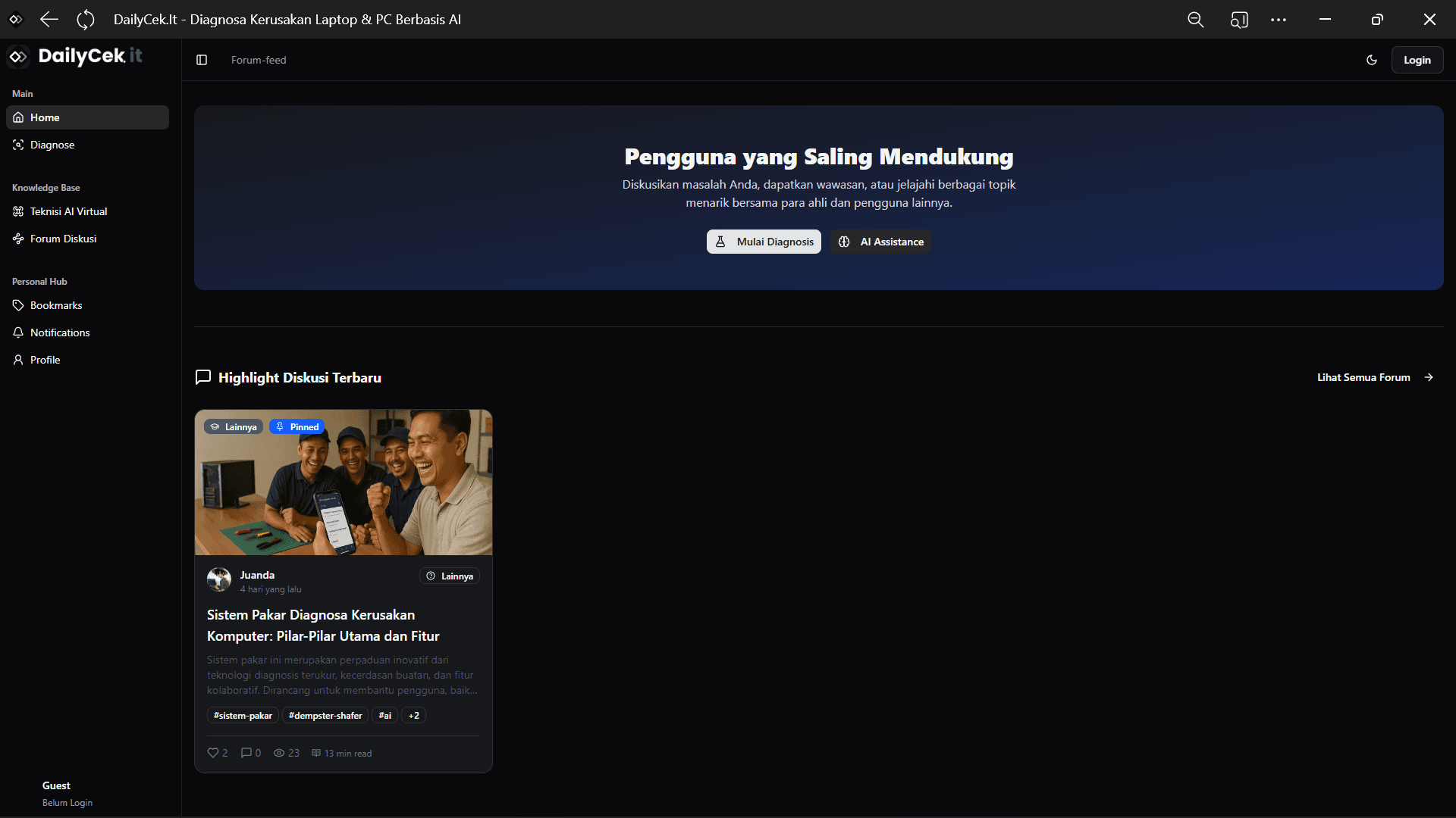 Tampilan platform DailyCek.It